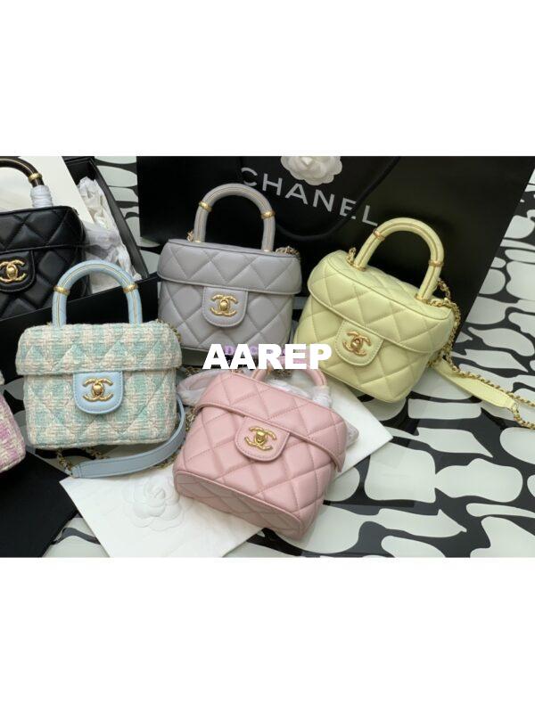 Replica Chanel 23SS Small Vanity Case in Lambskin Light Yellow AS3973 (Limited Edition)