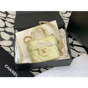 Replica Chanel 23SS Small Vanity Case in Lambskin Light Yellow AS3973 (Limited Edition) 2