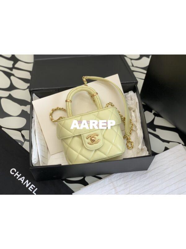 Replica Chanel 23SS Small Vanity Case in Lambskin Light Yellow AS3973 (Limited Edition) 2