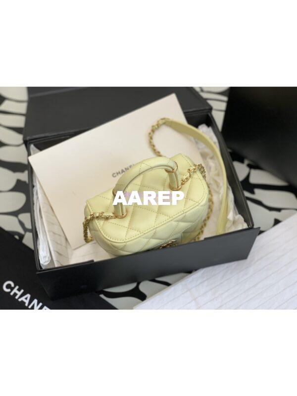 Replica Chanel 23SS Small Vanity Case in Lambskin Light Yellow AS3973 (Limited Edition) 3