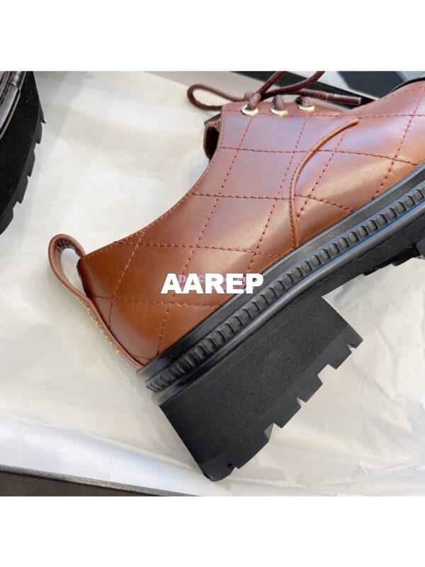 Replica Chanel Lace-Up Shoes in Calfskin & Patent Calfskin G45075 Light Brown & Black 7