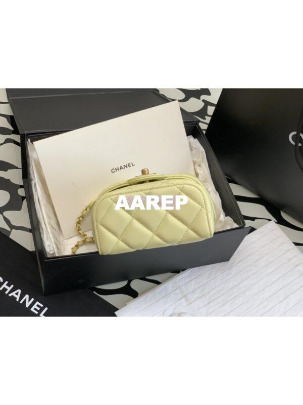 Replica Chanel 23SS Small Vanity Case in Lambskin Light Yellow AS3973 (Limited Edition) 10
