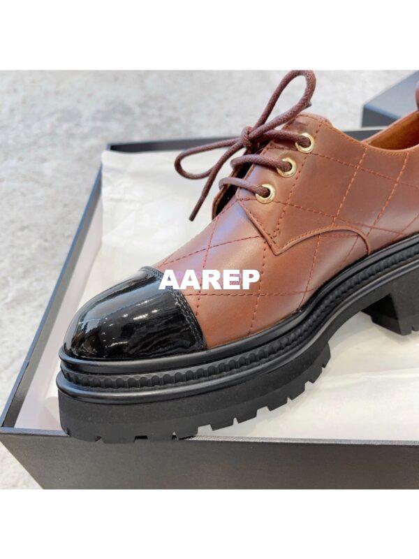 Replica Chanel Lace-Up Shoes in Calfskin & Patent Calfskin G45075 Light Brown & Black 8