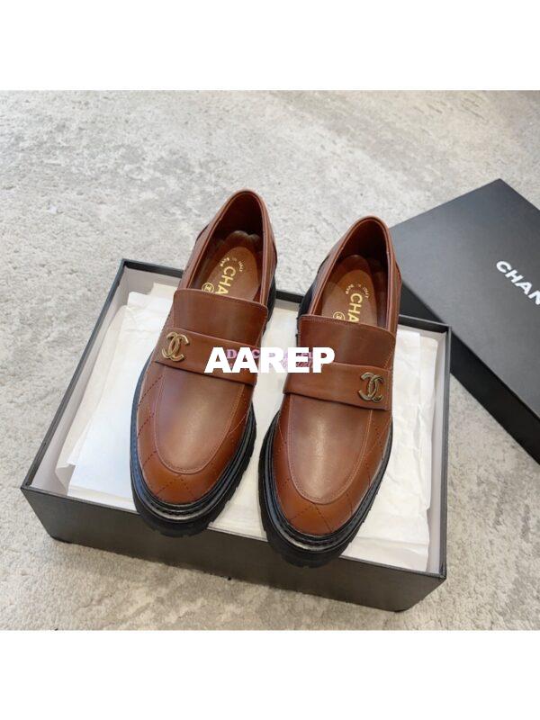 Replica Chanel Moccasins in Calfskin G45074 Light Brown