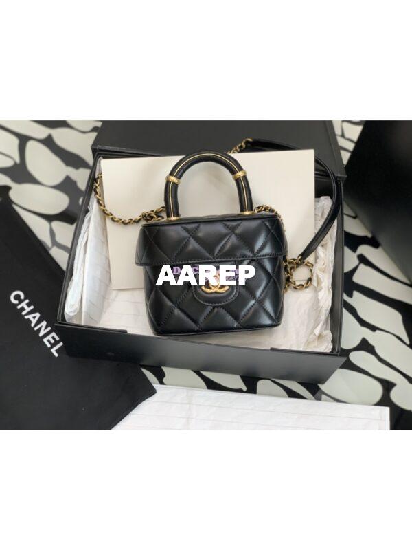 Replica Chanel 23SS Small Vanity Case in Lambskin Black AS3973 (Limited Edition) 3