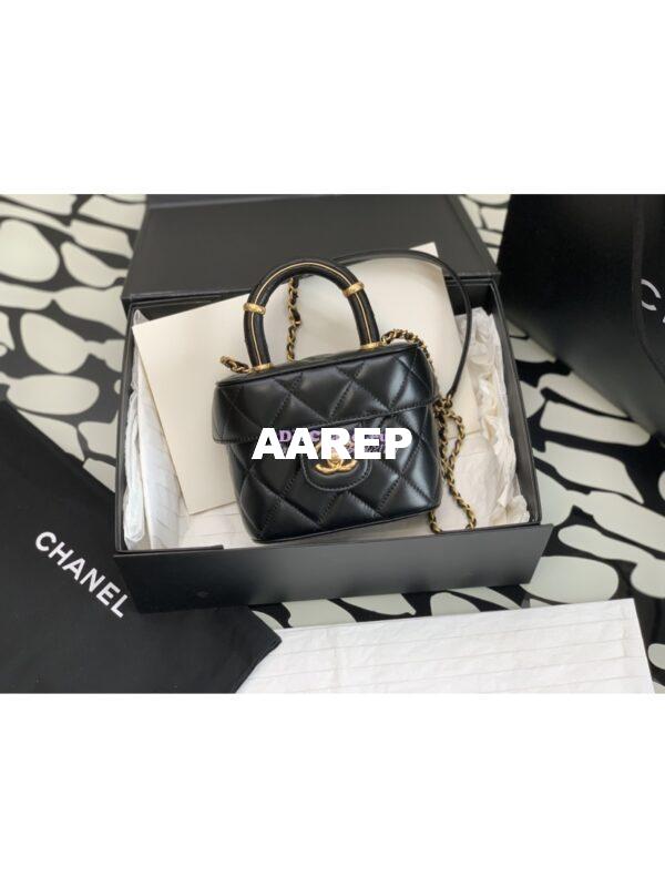 Replica Chanel 23SS Small Vanity Case in Lambskin Black AS3973 (Limited Edition) 4