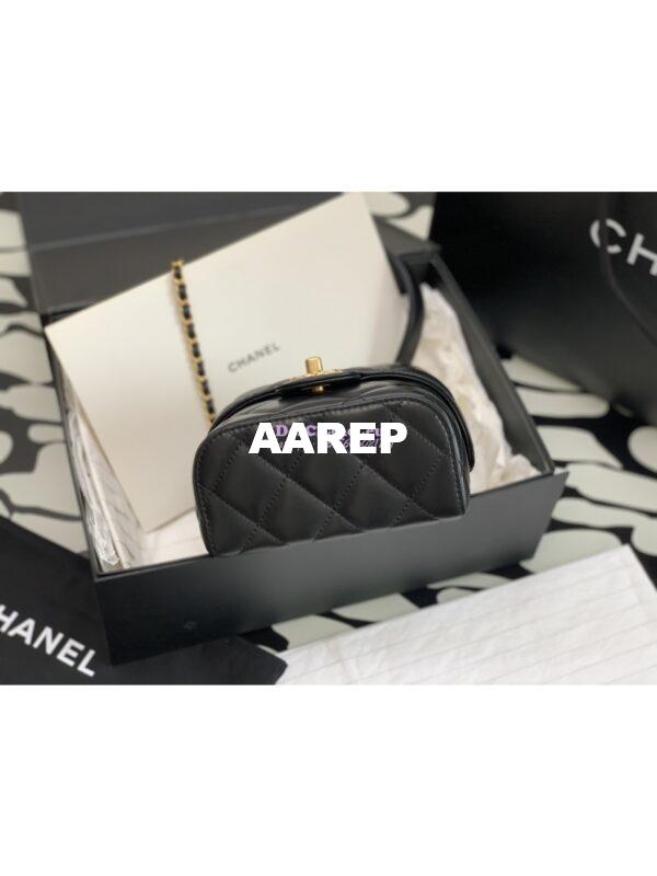 Replica Chanel 23SS Small Vanity Case in Lambskin Black AS3973 (Limited Edition) 11