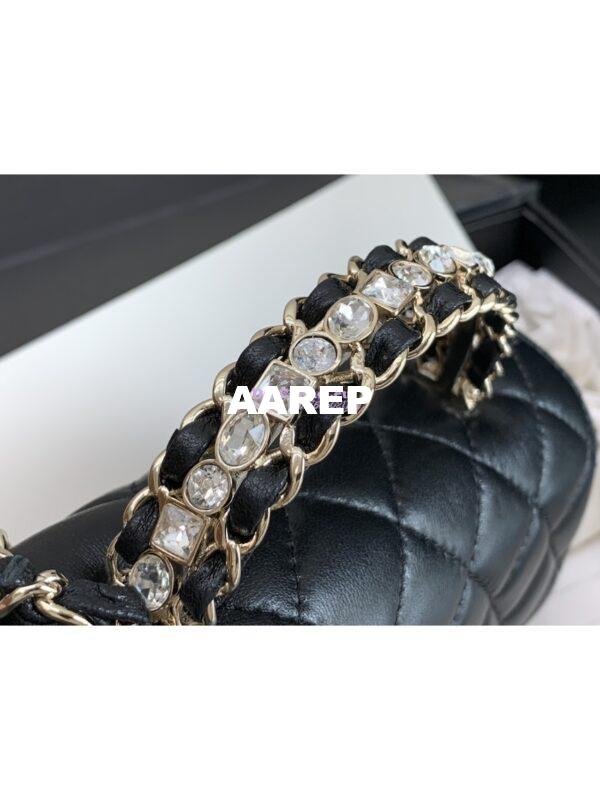 Replica Chanel 23P Small Flap Bag Lambskin Diamante Handle AS4140 Black 6