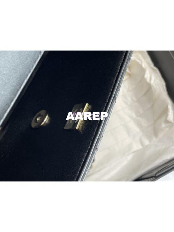 Replica Chanel 23P Small Flap Bag Lambskin Diamante Handle AS4140 Black 9