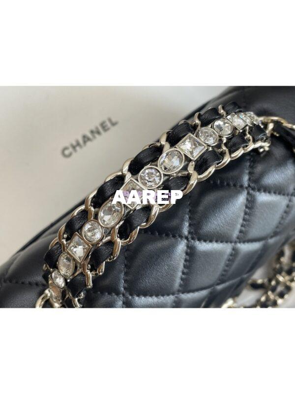 Replica Chanel 23P Flap Bag Lambskin Diamante Handle AS4141 Black 6