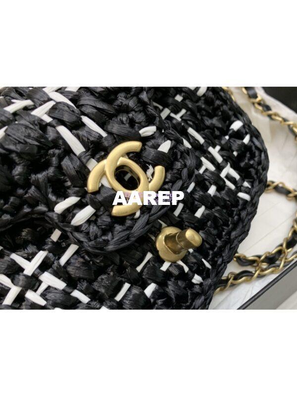 Replica Chanel Raffia Effect Braided Tweed Mini Flap Bag AS3944 Black 6