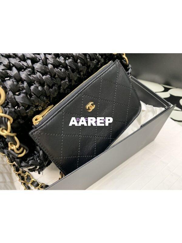 Replica Chanel Raffia Effect Braided Tweed Mini Flap Bag AS3944 Black 7
