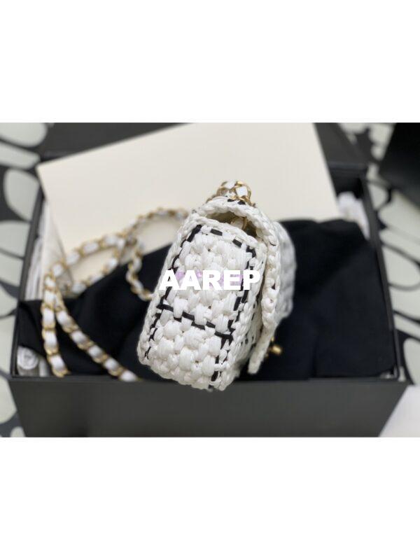 Replica Chanel Raffia Effect Braided Tweed Mini Flap Bag AS3944 White 3