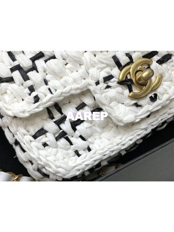 Replica Chanel Raffia Effect Braided Tweed Mini Flap Bag AS3944 White 4