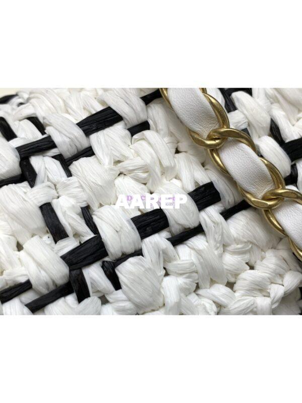 Replica Chanel Raffia Effect Braided Tweed Mini Flap Bag AS3944 White 6