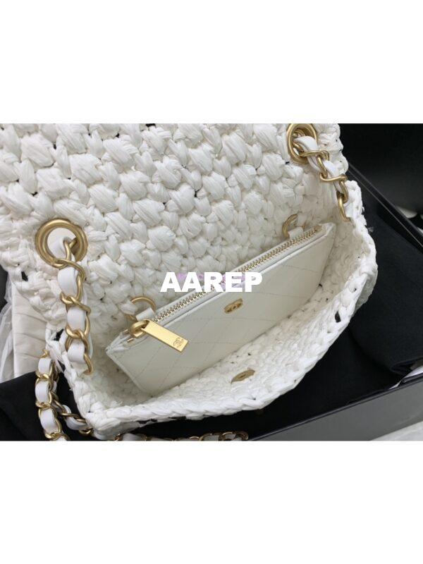 Replica Chanel Raffia Effect Braided Tweed Mini Flap Bag AS3944 White 8