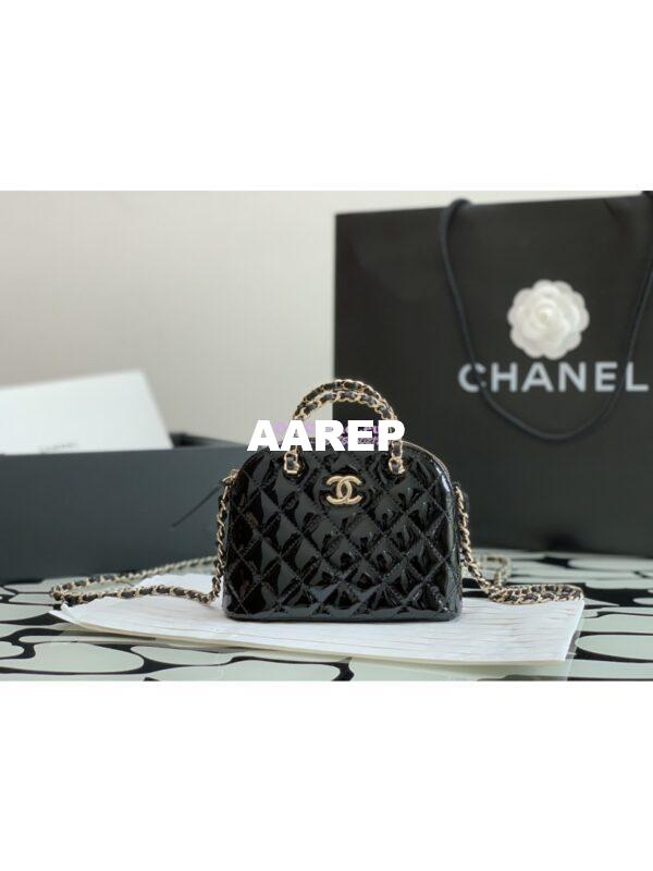 Replica Chanel Clutch with Chain Bag in Patent Calfskin AP3354 Black