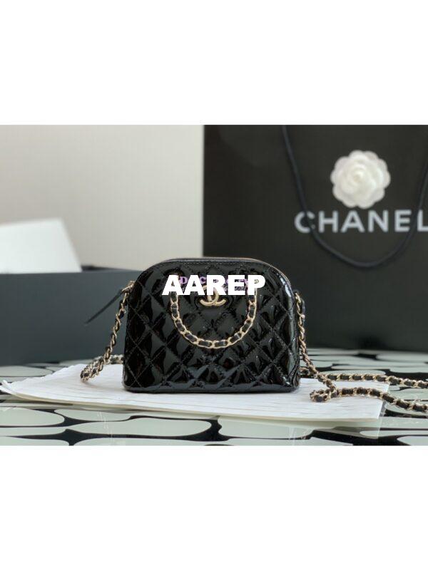 Replica Chanel Clutch with Chain Bag in Patent Calfskin AP3354 Black 2