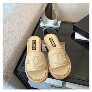 Replica Chanel 23C CC Lambskin Mules G39778 Beige 2