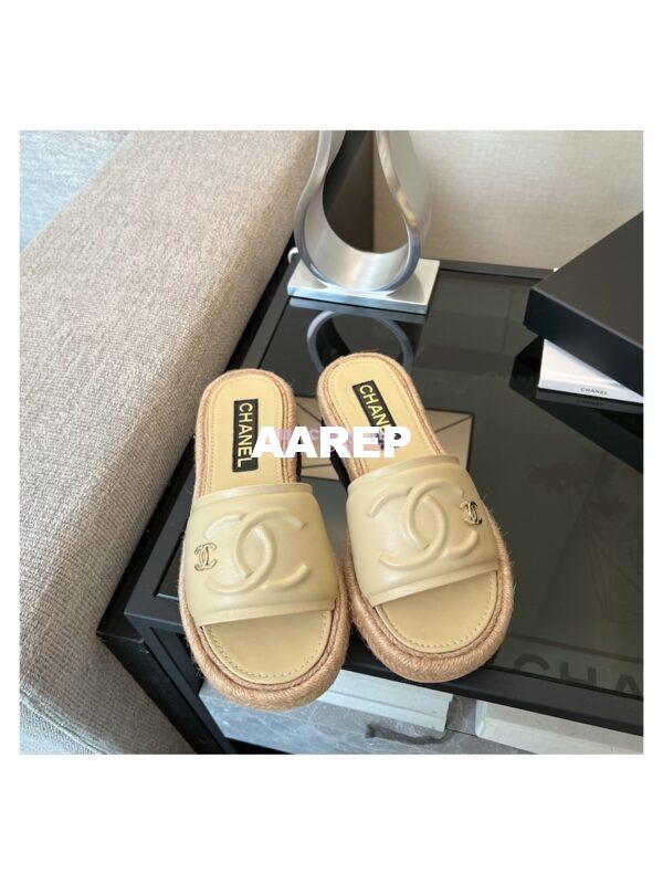 Replica Chanel 23C CC Lambskin Mules G39778 Beige 2