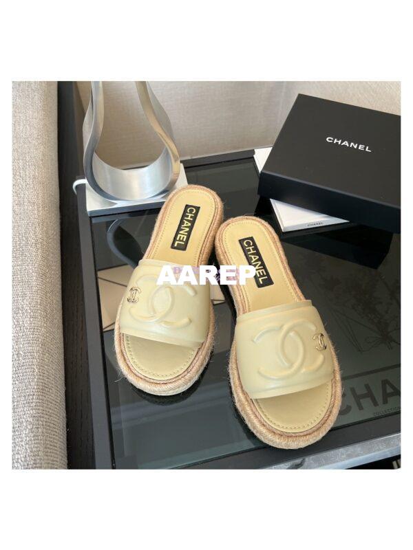 Replica Chanel 23C CC Lambskin Mules G39778 Beige 3