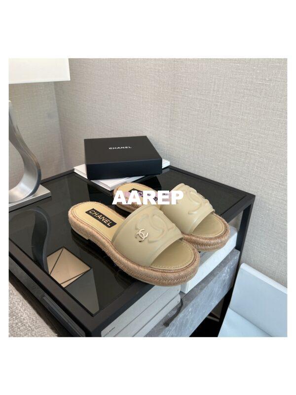 Replica Chanel 23C CC Lambskin Mules G39778 Beige 4