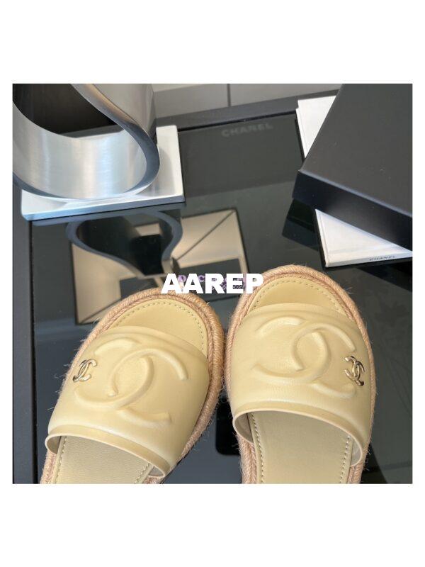 Replica Chanel 23C CC Lambskin Mules G39778 Beige 5