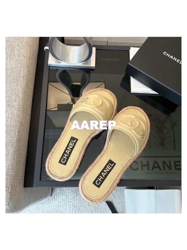 Replica Chanel 23C CC Lambskin Mules G39778 Beige 6