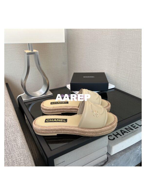 Replica Chanel 23C CC Lambskin Mules G39778 Beige 7