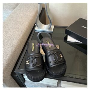 Replica Chanel 23C CC Lambskin Mules G39778 Black