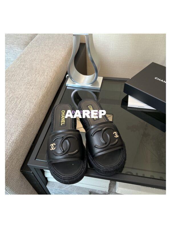 Replica Chanel 23C CC Lambskin Mules G39778 Black 3