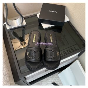 Replica Chanel 23C CC Lambskin Mules G39778 Black 2