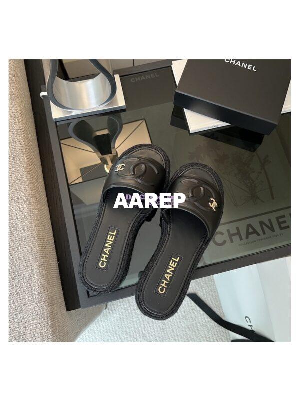 Replica Chanel 23C CC Lambskin Mules G39778 Black 5