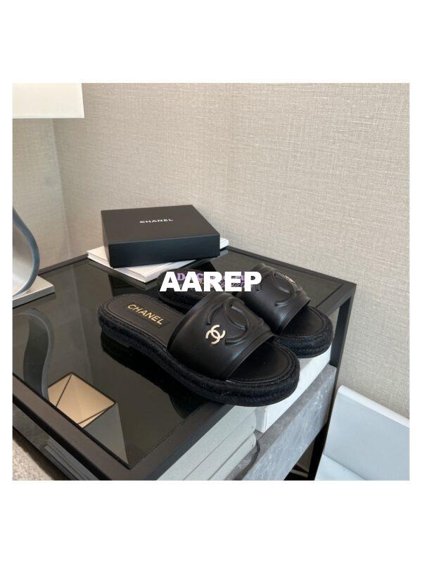 Replica Chanel 23C CC Lambskin Mules G39778 Black 6
