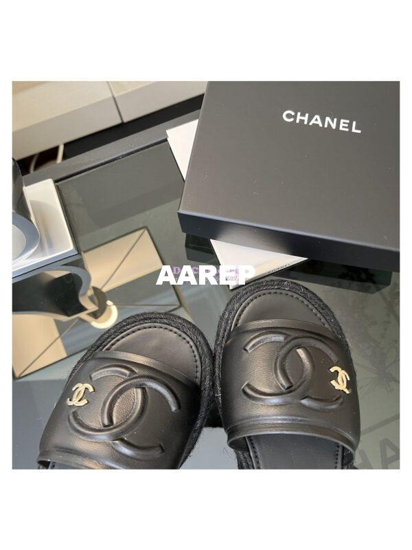 Replica Chanel 23C CC Lambskin Mules G39778 Black 7