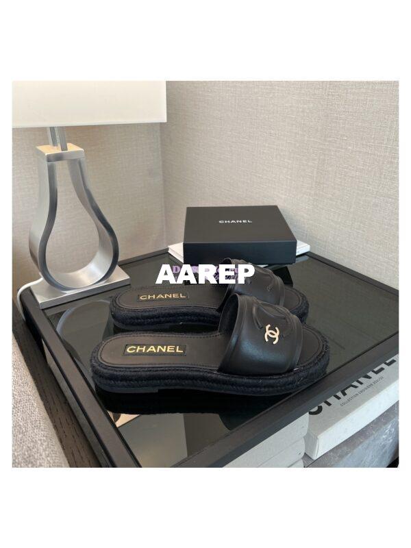 Replica Chanel 23C CC Lambskin Mules G39778 Black 10