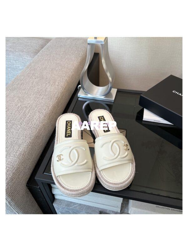 Replica Chanel 23C CC Lambskin Mules G39778 White 2