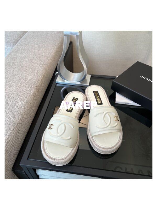 Replica Chanel 23C CC Lambskin Mules G39778 White 3