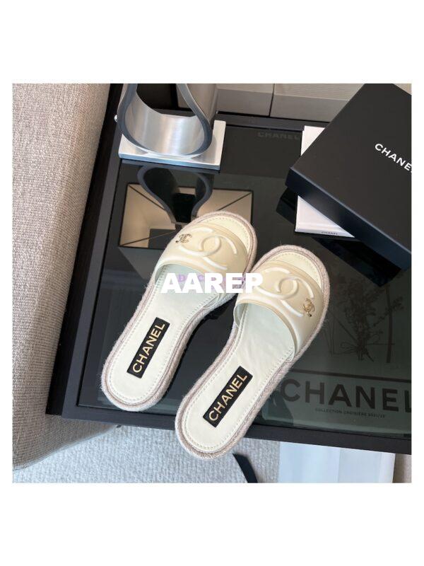 Replica Chanel 23C CC Lambskin Mules G39778 White 4