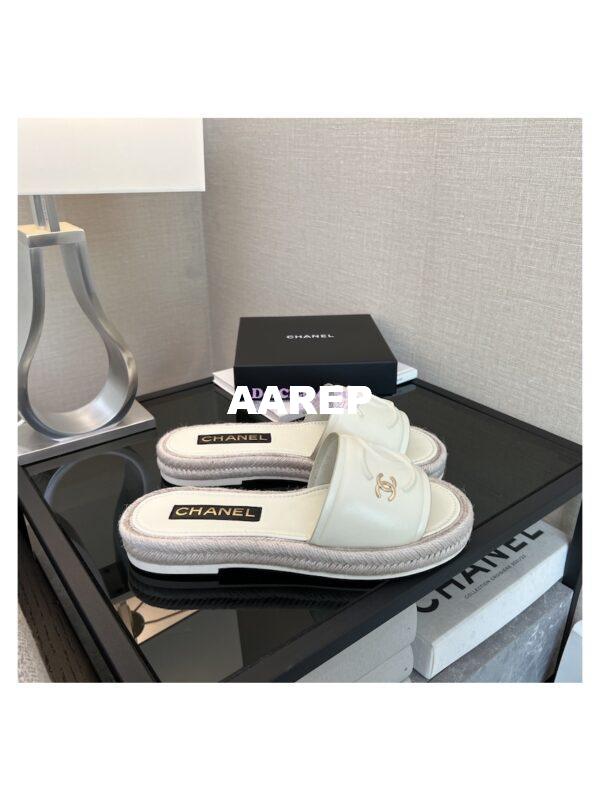 Replica Chanel 23C CC Lambskin Mules G39778 White 5