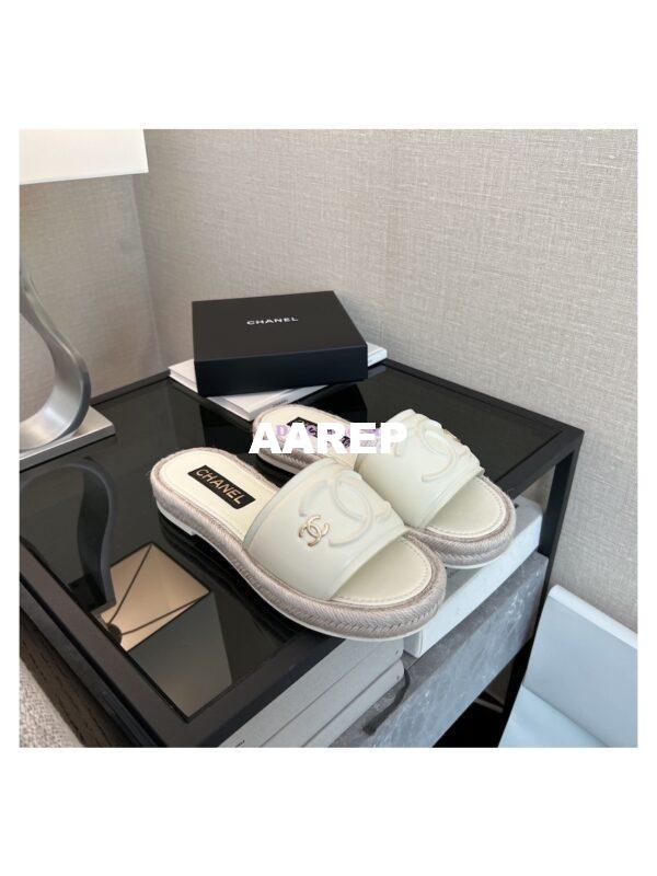 Replica Chanel 23C CC Lambskin Mules G39778 White 6