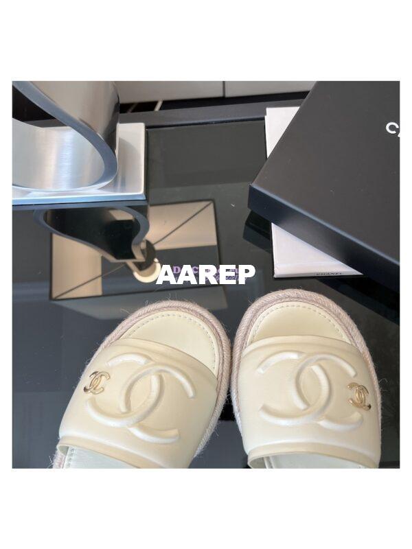 Replica Chanel 23C CC Lambskin Mules G39778 White 7