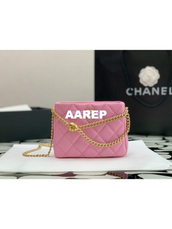 Replica Chanel Small Hobo Heart Chain Grained Calfskin AS3830 Pink