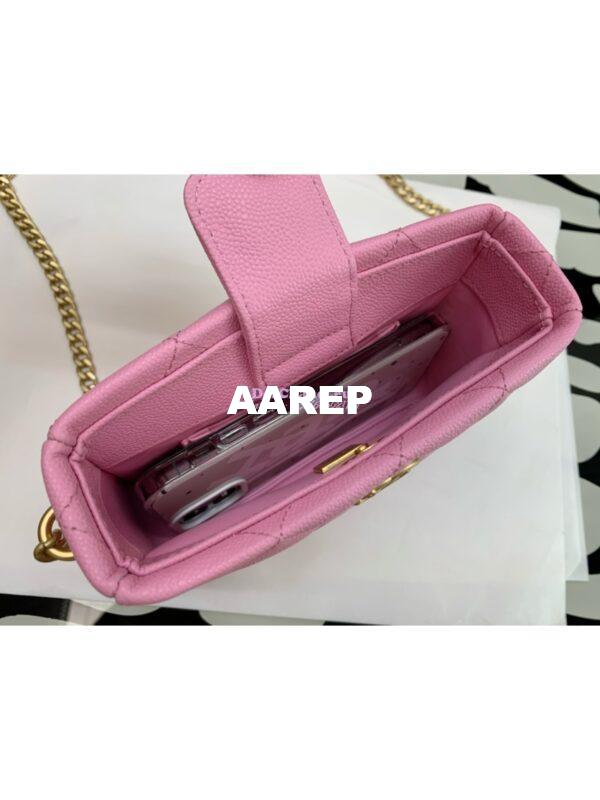 Replica Chanel Small Hobo Heart Chain Grained Calfskin AS3830 Pink 9