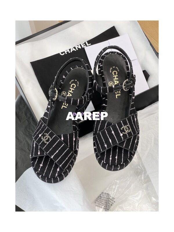 Replica Chanel 23SS Iridescent Cotton Tweed Sandals 70mm G39918 3