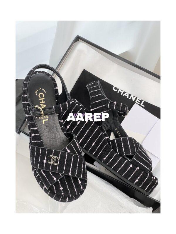 Replica Chanel 23SS Iridescent Cotton Tweed Sandals 70mm G39918 7