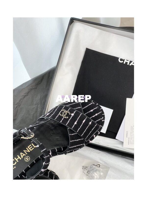 Replica Chanel 23SS Iridescent Cotton Tweed Sandals 70mm G39918 8