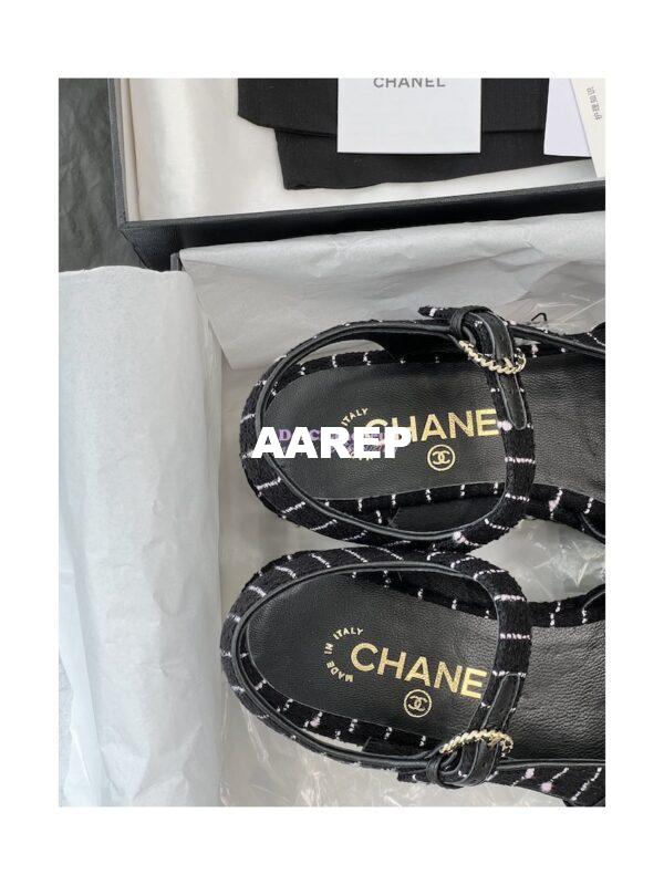Replica Chanel 23SS Iridescent Cotton Tweed Sandals 70mm G39918 9