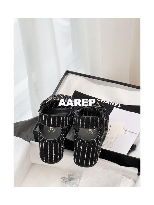 Replica Chanel 23SS Iridescent Cotton Tweed Sandals 70mm G39918 10