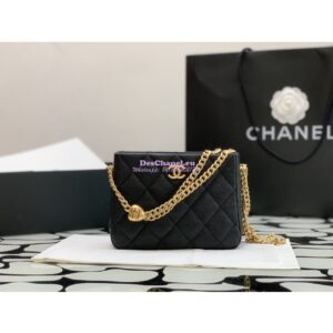 Replica Chanel Small Hobo Heart Chain Grained Calfskin AS3830 Black